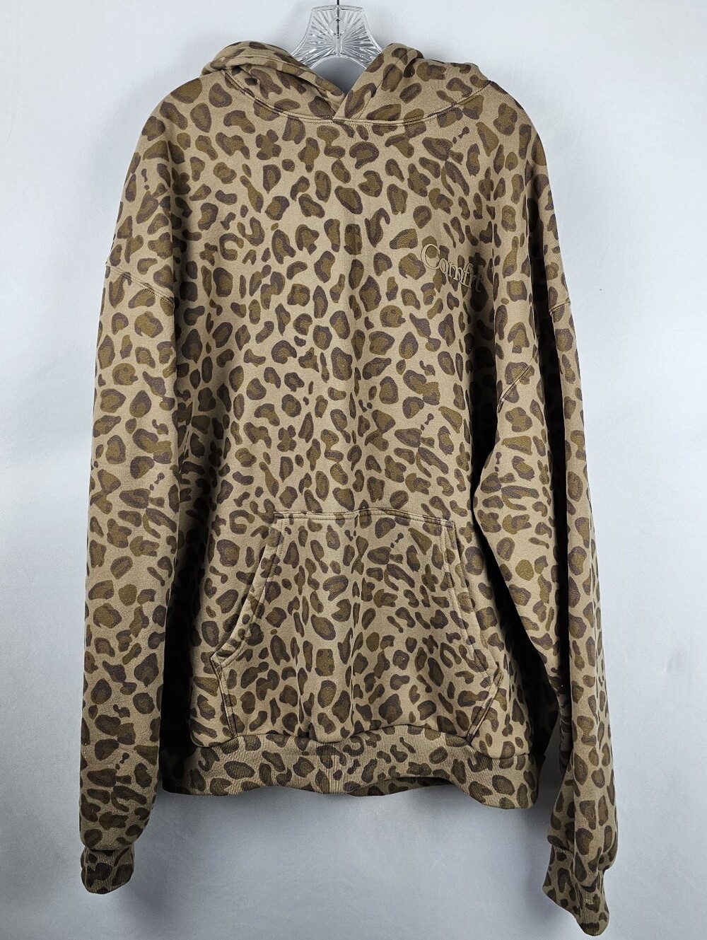 Comfrt Brown Leopard Print Minimalist Hoodie 2Xl Loungewear Oversized